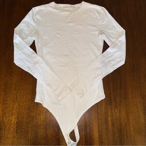 Abercrombie & Fitch White Long Sleeve Bodysuit Stretch Size Small